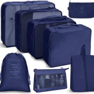 Bedee Kofferorganizer Koffer Organizer Set, Packing Cubes, Wasserdichte Reise Kleidertaschen (Packtaschen für koffer Verpackungswürfel mit Kosmetiktasche, 8-tlg., Kofferorganizer)