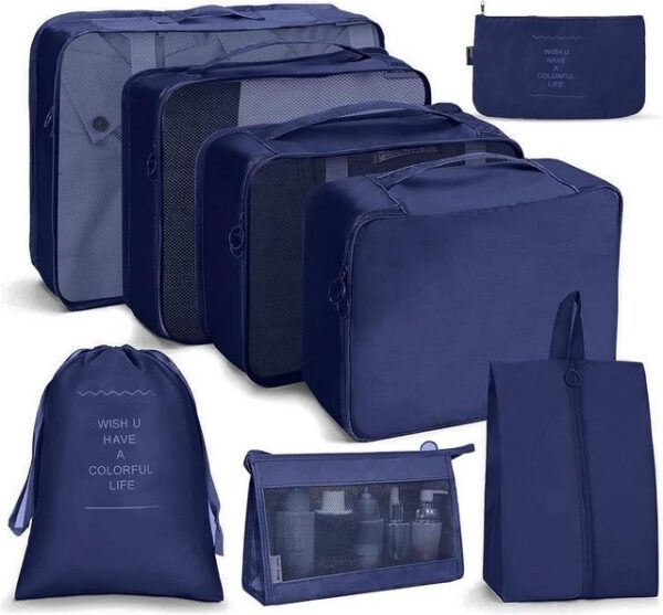 Bedee Kofferorganizer Koffer Organizer Set, Packing Cubes, Wasserdichte Reise Kleidertaschen (Packtaschen für koffer Verpackungswürfel mit Kosmetiktasche, 8-tlg., Kofferorganizer)