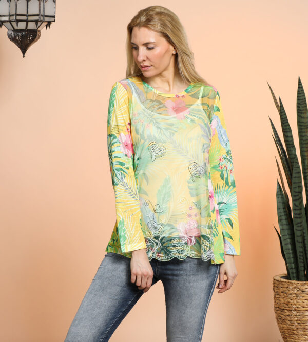 Body Needs Bluse mit Top im Hawaiian Print