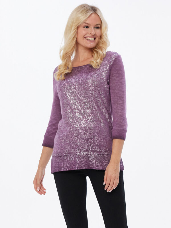 Body Needs Feinstrickpulli in Jeans Optik 36/38 aubergine