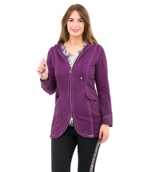 Body Needs Sweatjacke Kapuze 38 aubergine