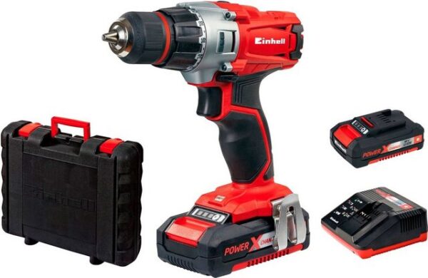 Einhell Akku-Bohrschrauber TE-CD 18/2 Li Kit, max. 1250 U/min, Power X-Change, inkl. 2 Akkus 18V/1,5Ah, Ladegerät und Koffer