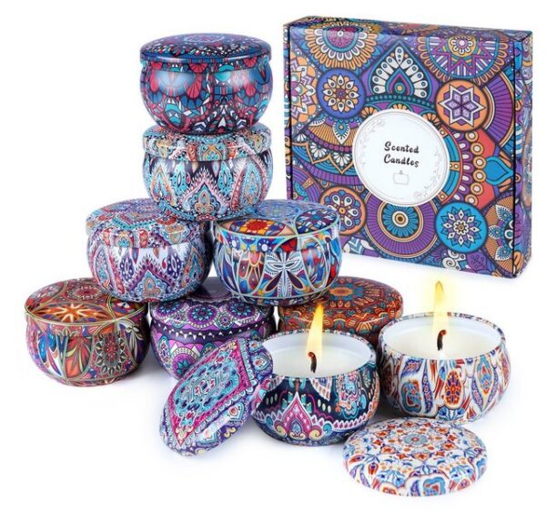 Homewit Duftkerze Duftkerzen Natürliches Sojawachs Aromatherapie Kerzen Set (Set, 9-tlg), für Bad, Yoga, Massage, Entspannung, Zimmer Deko