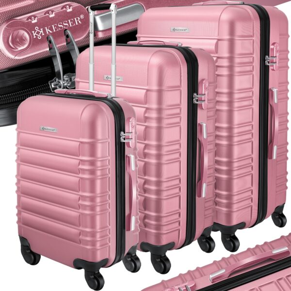 KESSER® 3tlg. Hartschalenkofferset Hartschalenkoffer Reisekoffer Set Reisekofferset Trolley Koffer Inkl. Kofferwaage + Gepäckanhänger Rollkoffer Schloss 4 Rollen ABS-Hartschale Teleskopgriff M-L-XL