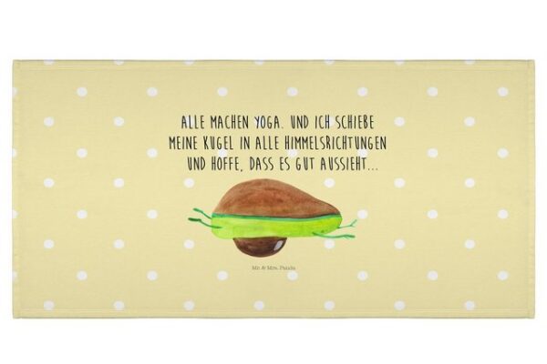 Mr. & Mrs. Panda Handtuch Avocado Yoga - Gelb Pastell - Geschenk, Vegan, Kinder, Gesund, bauch, (1-St)