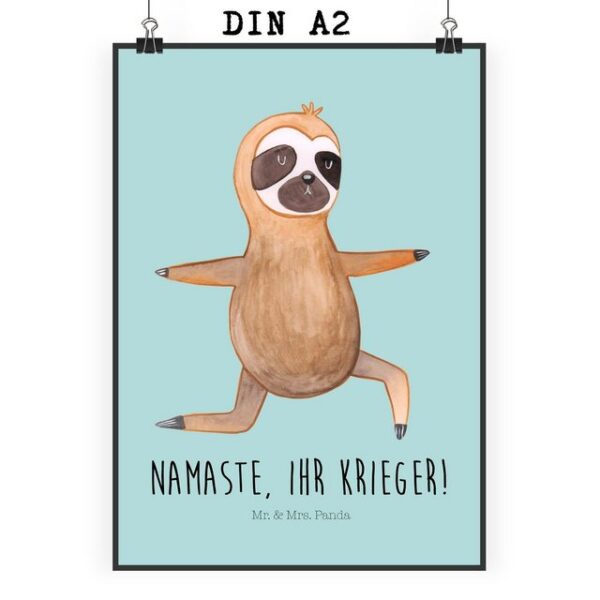 Mr. & Mrs. Panda Poster DIN A2 Faultier Yoga - Tropengrün - Geschenk, Yogaübungen, Designpos, Faultier Yoga (1 St)