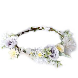 Opspring Haarband 1 Stück Feen-Blumenkrone handgefertigter Boho-grüner Blumenkranz Elfen