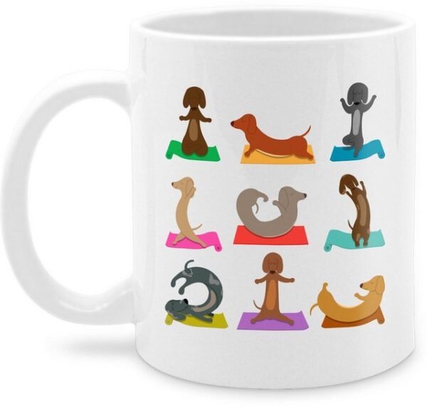 Shirtracer Tasse Dackel Yoga Dackel Lustig, Keramik, Hunde