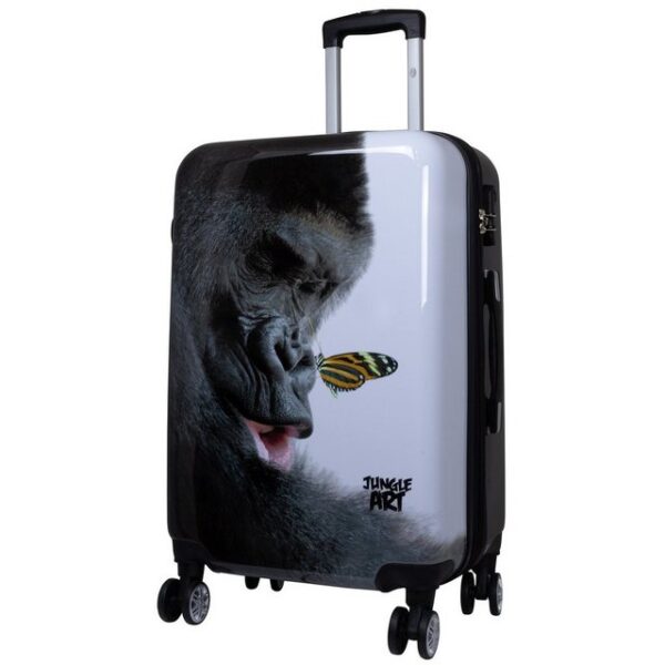 Trendyshop365 Hartschalen-Trolley Gorilla, bunter Koffer mit Tier-Motiv, 3 Größen, 4 Rollen, Zahlenschloss, Polycarbonat, Dehnfalte