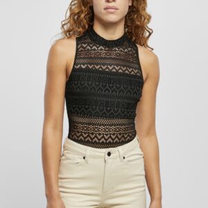 Urban Classics - Ladies Crochet Jersey Turtleneck Black - Body