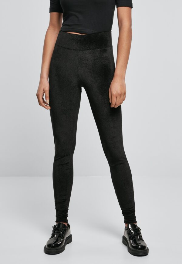 Urban Classics - Ladies High Waist Velvet Black - Leggings