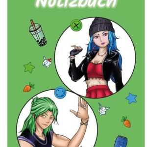 A 4 Notizblock Manga Quinn und Enora, grün, blanko