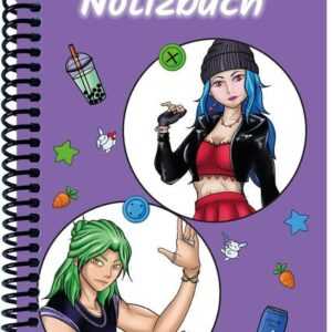 A 4 Notizbuch Manga Quinn und Enora, lila, liniert