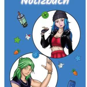 A 5 Notizblock Manga Quinn und Enora, blau, blanko