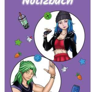 A 5 Notizblock Manga Quinn und Enora, lila, kariert