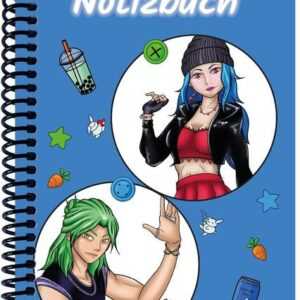 A 5 Notizbuch Manga Quinn und Enora, blau, blanko