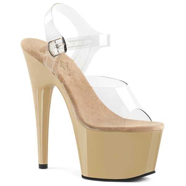 ADORE-708 ? Plateau Exotic Dancing Damen Sandale ? Transparent ? Beige ? Pleaser