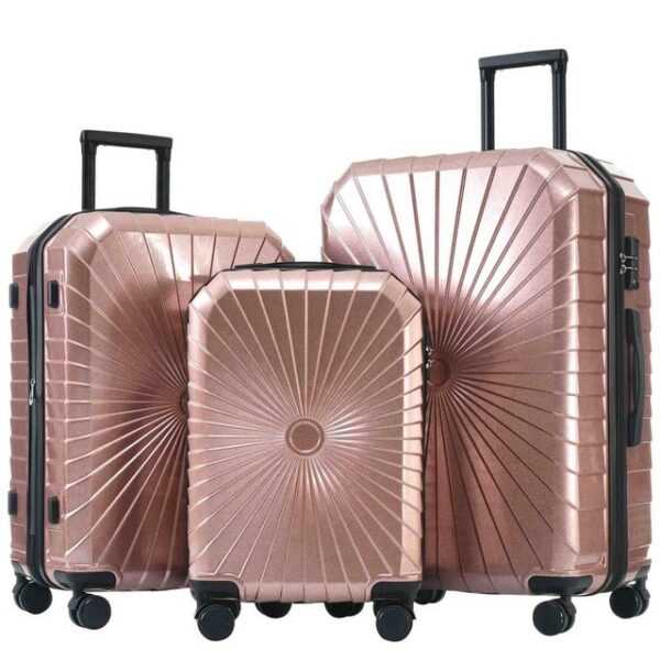 BlingBin Kofferset Hartschalen M-L-XL 3-teiliges Koffer-Set, 4 Rollen, (3er Set, 3 tlg., Hartschalen-Trolley Set), aus PVC-Material für komfortables Reisen und sicheren Transport