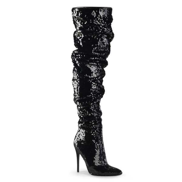 COURTLY-3011 ? Damen Stiefel ? Schwarz ? Pailetten ? Pleaser