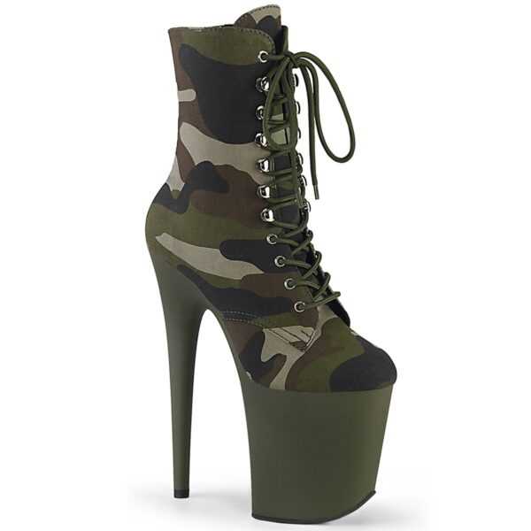 FLAMINGO-1020CAMO ? Plateau Exotic Dancing Damen Stiefelette ? Gr?n Camouflage ? Pleaser