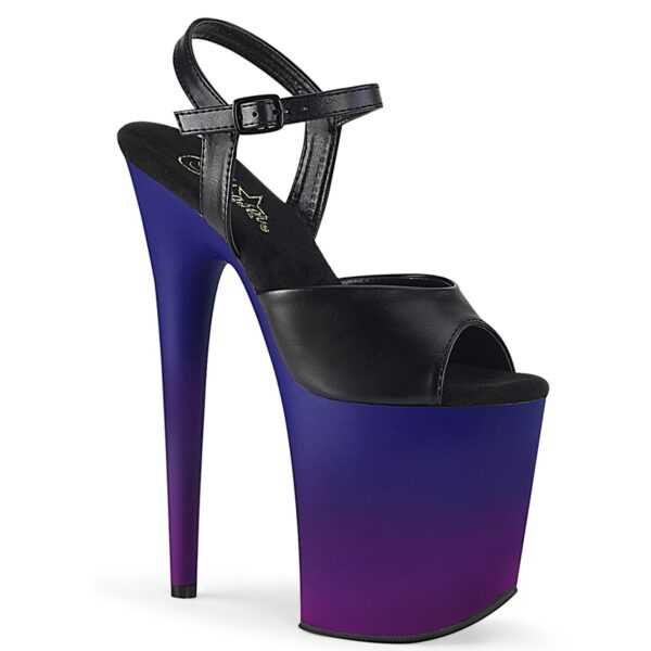 FLAMINGO-809BP ? Plateau Exotic Dancing Damen Sandale ? Schwarz ? Ombr? Blau-Violett ? Pleaser