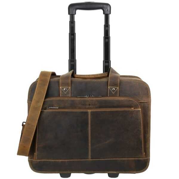 Greenburry Business-Koffer Vintage Leder Business Trolley Businesswheeler 1549-25