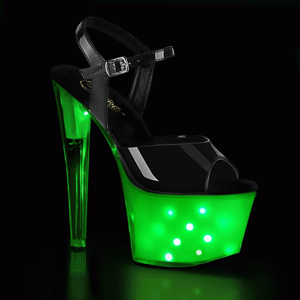 ILLUMINATOR-709 ? Plateau Exotic Dancing Damen Sandale ? Schwarz Lack ? LED Beleuchtung ? Pleaser