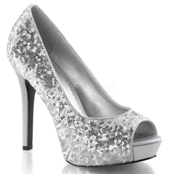 LUMINA 27SQ ? Damen Peep Toe ? Silber Pailetten ? Fabulicious