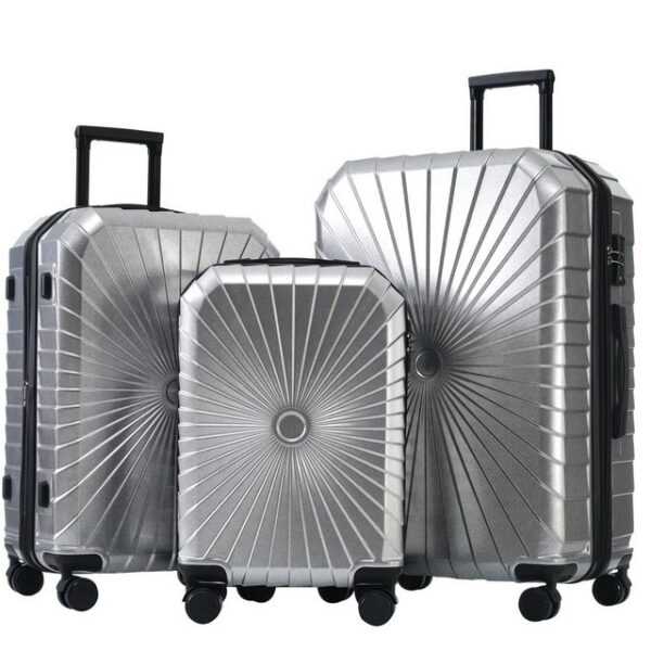 Ulife Trolleyset M-L-XL 3-teiliges Koffer-Set aus hochwertigem PVC-Material - Robust, 4 Rollen