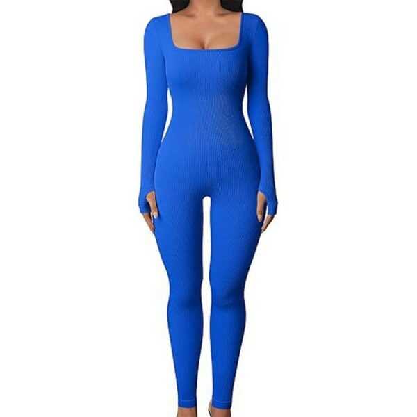 B.X Yogahose Frauen Yoga Jumpsuits Workout Gerippte Langarm Sport Bauchweg-Leggings Damen Große Größen Schwarz Yogatights Lang