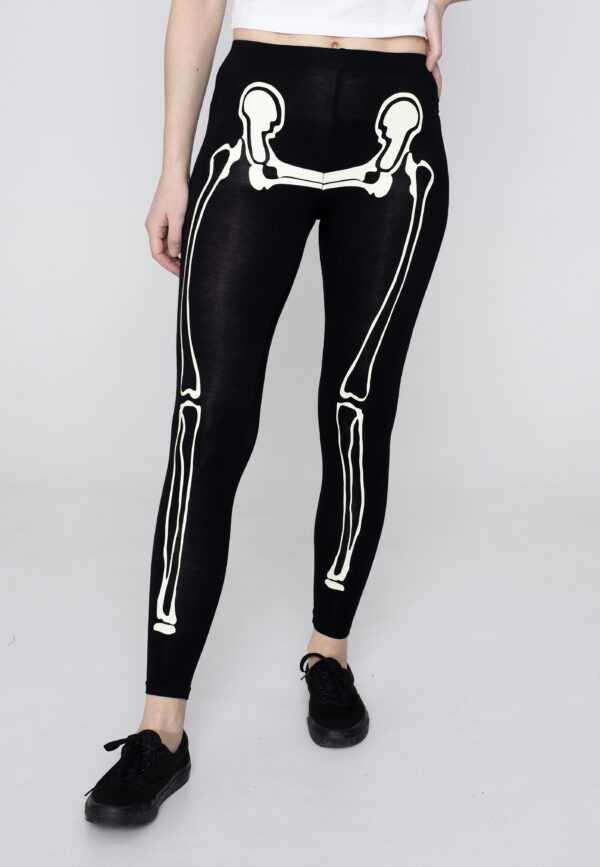 Banned Apparel - Glow In The Dark Skeleton Black - Leggings