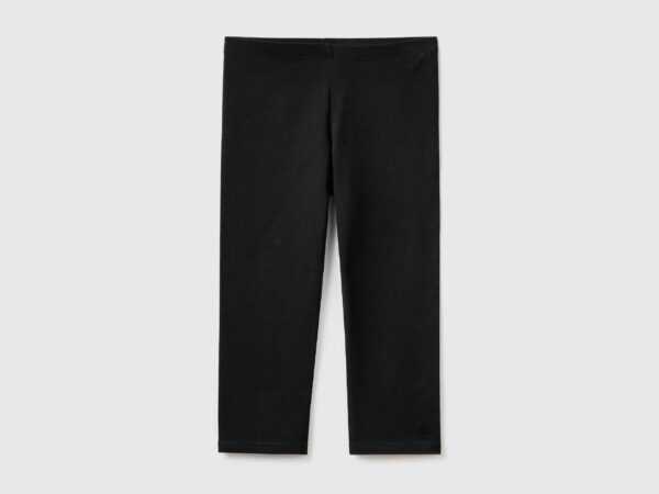 Benetton, 3/4-leggings Aus Elastischer Baumwolle, größe L, Schwarz, female