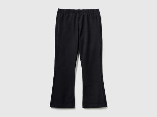 Benetton, Ausgestellte Leggings In Stretchiger Baumwolle, größe 104, Schwarz, female