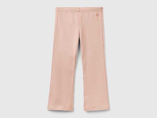 Benetton, Ausgestellte Leggings In Stretchiger Baumwolle, größe 116, Pink, female