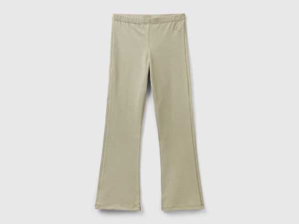 Benetton, Ausgestellte Leggings In Stretchiger Baumwolle, größe 2XL, Beige, female