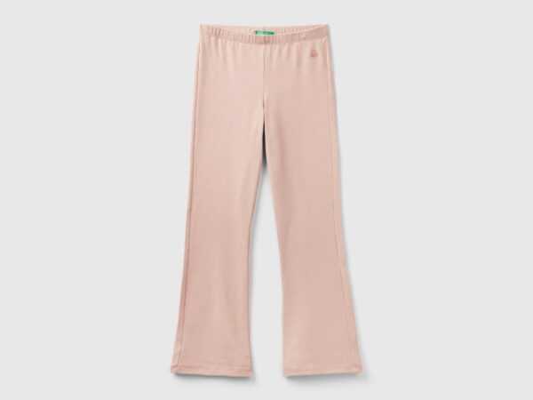 Benetton, Ausgestellte Leggings In Stretchiger Baumwolle, größe 3XL, Hautfarbe, female