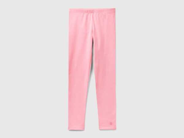 Benetton, Leggings Aus Stretchiger Baumwolle Mit Logo, größe 2XL, Pink, female