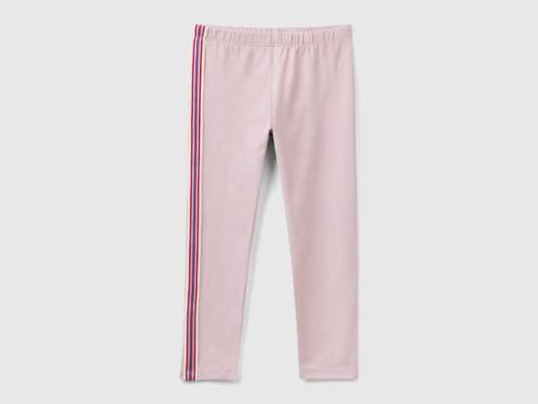 Benetton, Leggings Mit Gestreiftem Band, größe 110, Pink, female