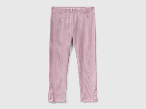 Benetton, Warme Regular-fit-leggings Im Rippenmuster, größe 104, Pink, female