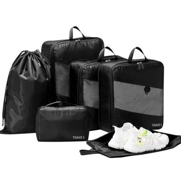 CALIYO Kofferorganizer Koffer Organizer Set, Packing Cubes Packwürfel für Urlaub und Reisen (6-tlg), Reiseorganizer Kleidertaschen Schuhbeutel Packtaschen für Koffer