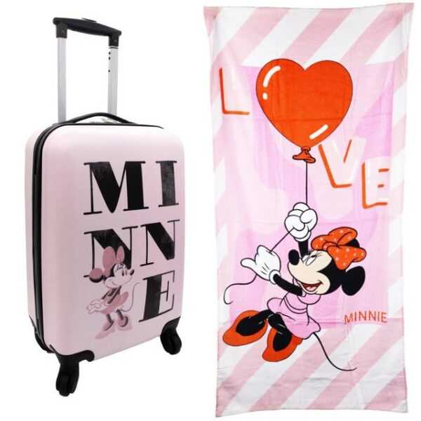 Disney Hartschalen-Trolley Disney Minnie Maus 2 tlg. Set Kinder Koffer plus Strandtuch, 4 Rollen