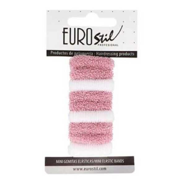 EUROSTIL Haargummi Cabello Coleteros Mini-Rosa Blanco Pack 9un