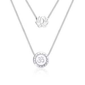 Elli Gliederkette Lotusblume Om Symbol Yoga Mantra Layer 925 Silber