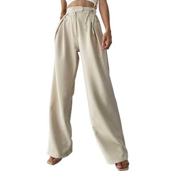 FIDDY 2-in-1-Hose Damen Lange Gerade Hose mit Weitem Bein Krawatte Freizeithose