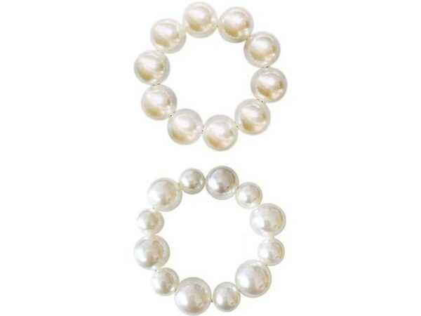 FIDDY Haarband 2 Stück Haargummi Armband Perlen Elastisches Haarseil Pearl Scrunchie, 2-tlg.