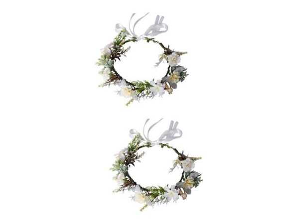 FIDDY Haarband 2 pcs headband for girls white head band rose wreath girl headband, 2-tlg.