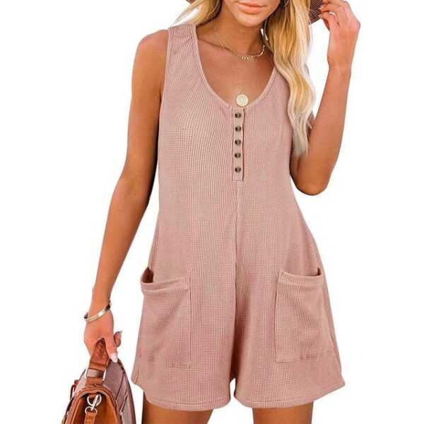 FIDDY Jumpsuit Overall-Damen-Jumpsuits - Sommer-Jumpsuits mit V-Ausschnitt