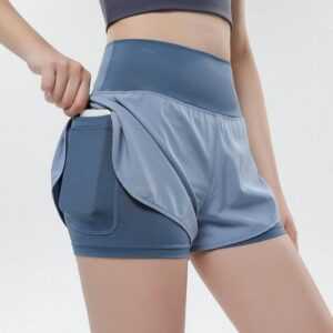 FIDDY Yogashorts Damen Sportshorts Sommer Zwei-in-Eins-Shorts-Laufshorts-Yoga-Shorts