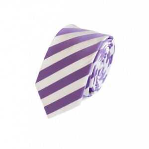 Fabio Farini Krawatte Herren Krawatte Lila - verschiedene Lila Männer Schlips in 6cm (ohne Box, Gestreift) Schmal (6cm), Weiß Lila - Mistic Purple/White