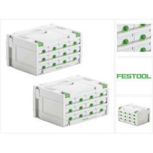 Festool - Sortainer Set 2x sys 3-SORT/12 ( 2x 491986 ) Sortiment Koffer mit 12 Fächer für Schrauben Dübel Nägel